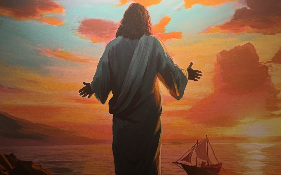 Original painting of Jesus by the sea by Parkwest award-winning artist Michael DeWulf